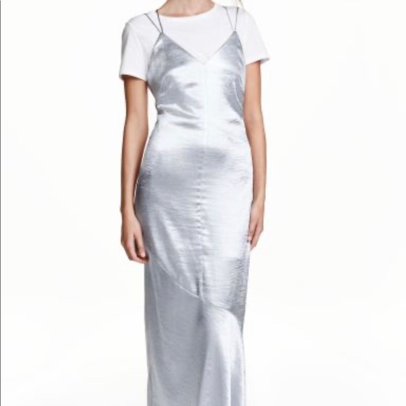 Silver Satin Maxi Dress - Picture 6 of 6